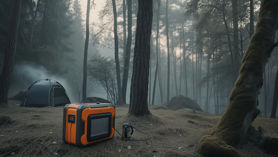 A portable power station in the forest